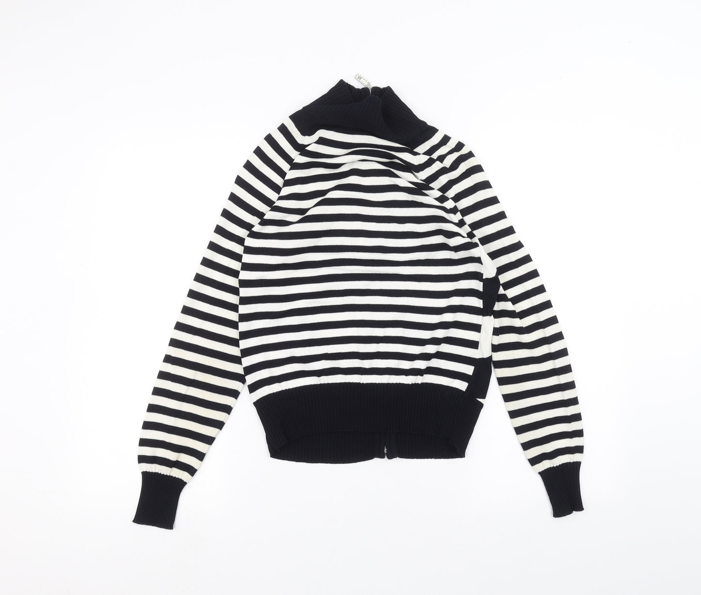 ESCADA Womens White Striped  Full Zip Jumper Size 12