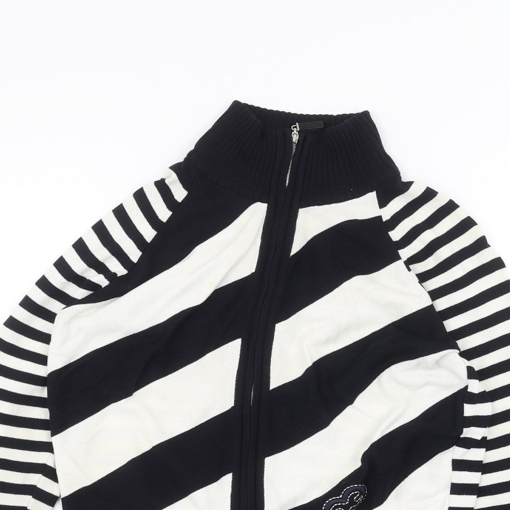 ESCADA Womens White Striped  Full Zip Jumper Size 12