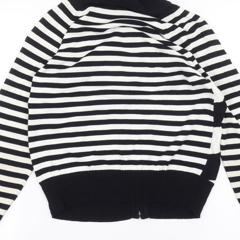 ESCADA Womens White Striped  Full Zip Jumper Size 12