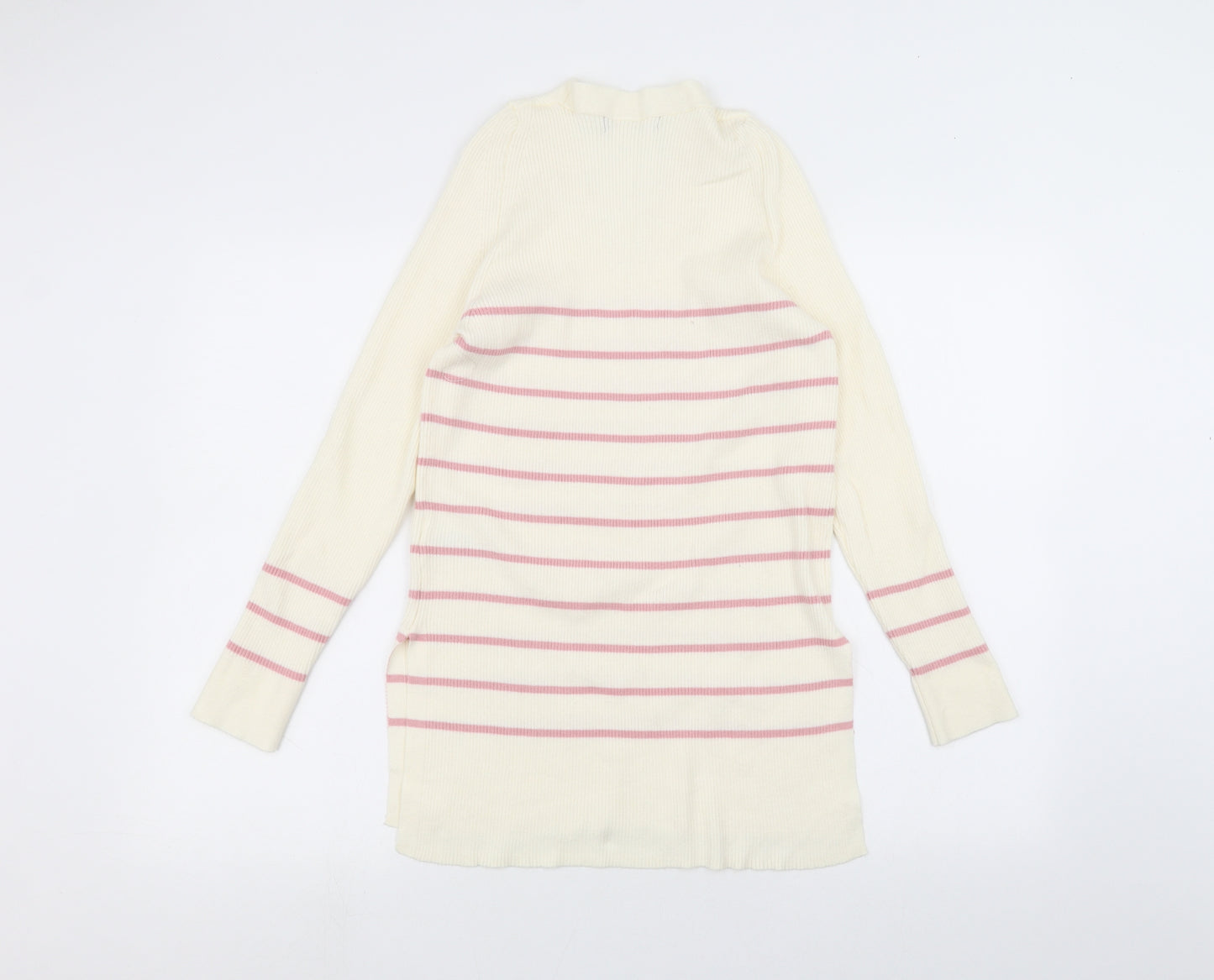 Marks and Spencer Womens White Striped  Pullover Jumper Size 8