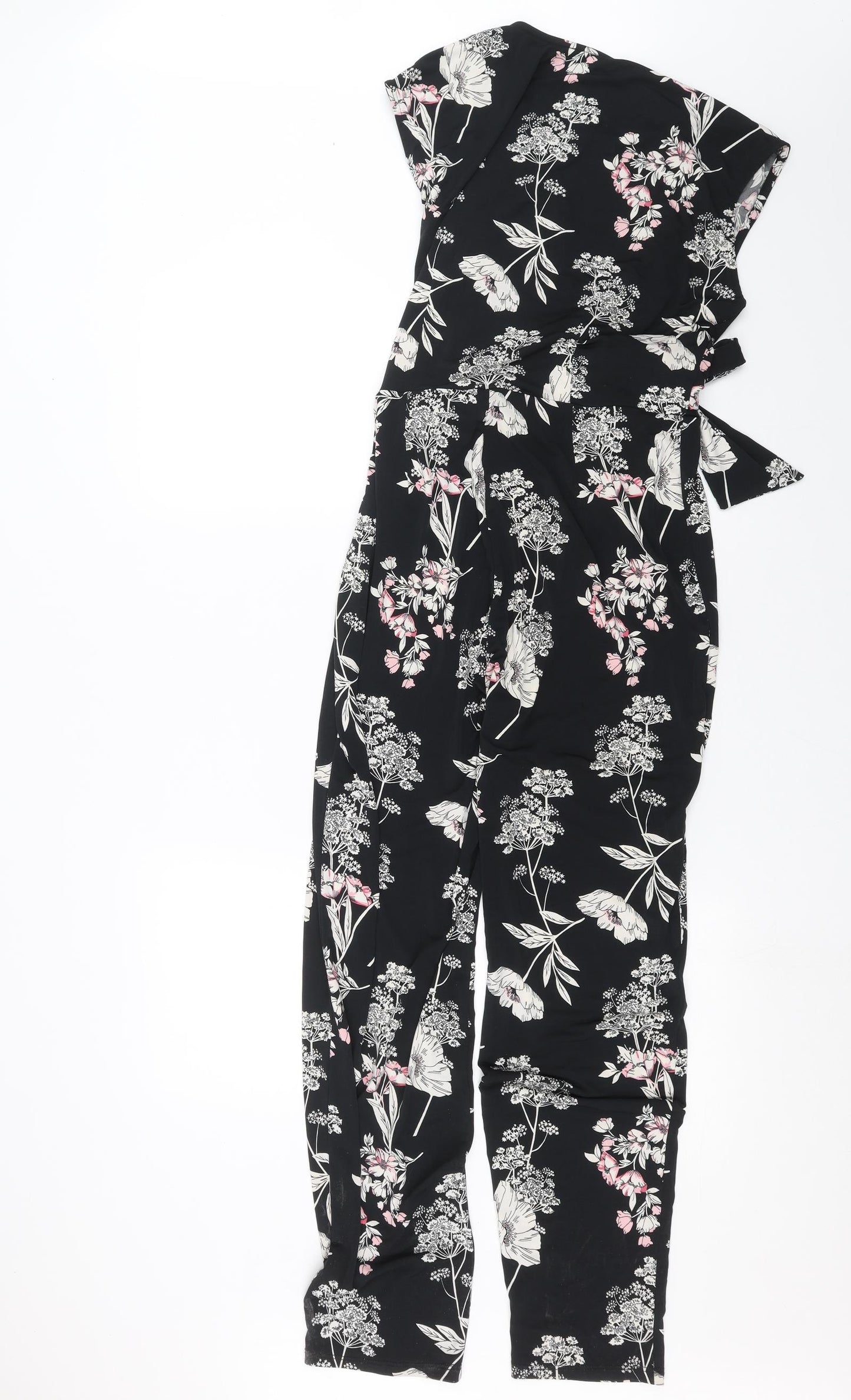 Wallis Womens Black Floral  Jumpsuit One-Piece Size 14