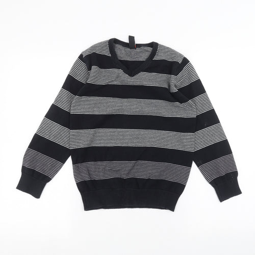 Backflips Boys Black Striped  Pullover Jumper Size 9-10 Years
