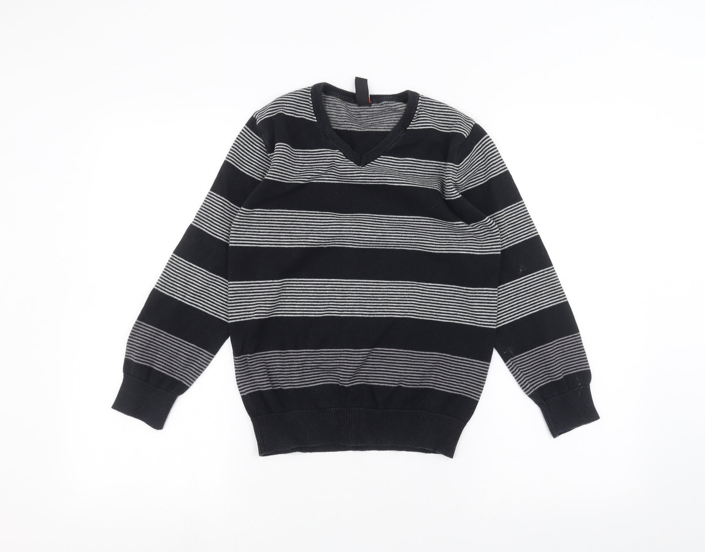 Backflips Boys Black Striped  Pullover Jumper Size 9-10 Years