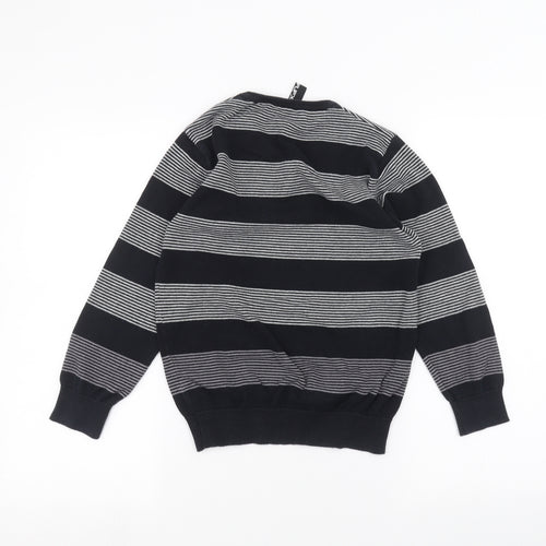 Backflips Boys Black Striped  Pullover Jumper Size 9-10 Years