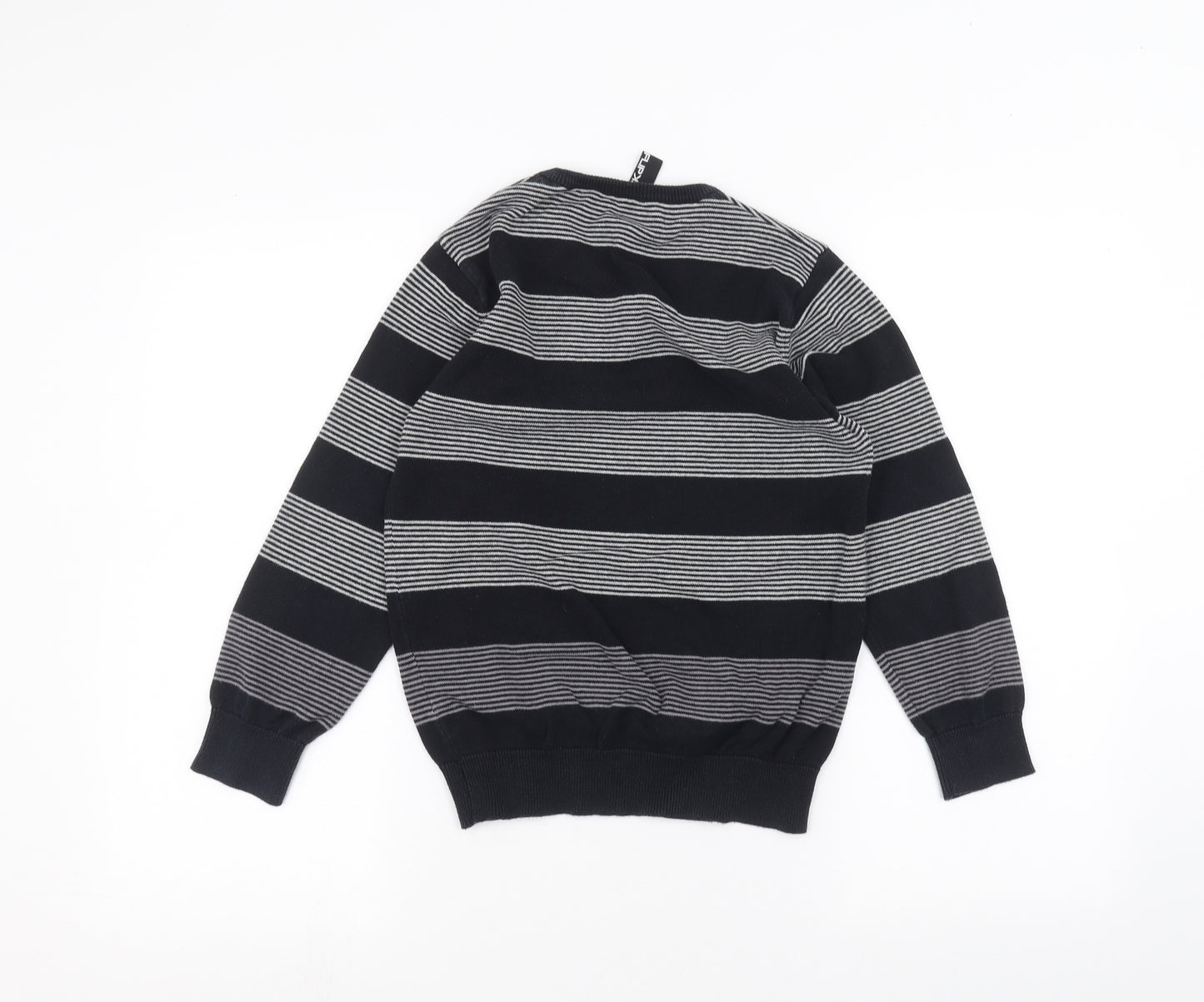 Backflips Boys Black Striped  Pullover Jumper Size 9-10 Years