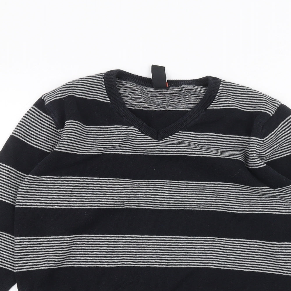 Backflips Boys Black Striped  Pullover Jumper Size 9-10 Years