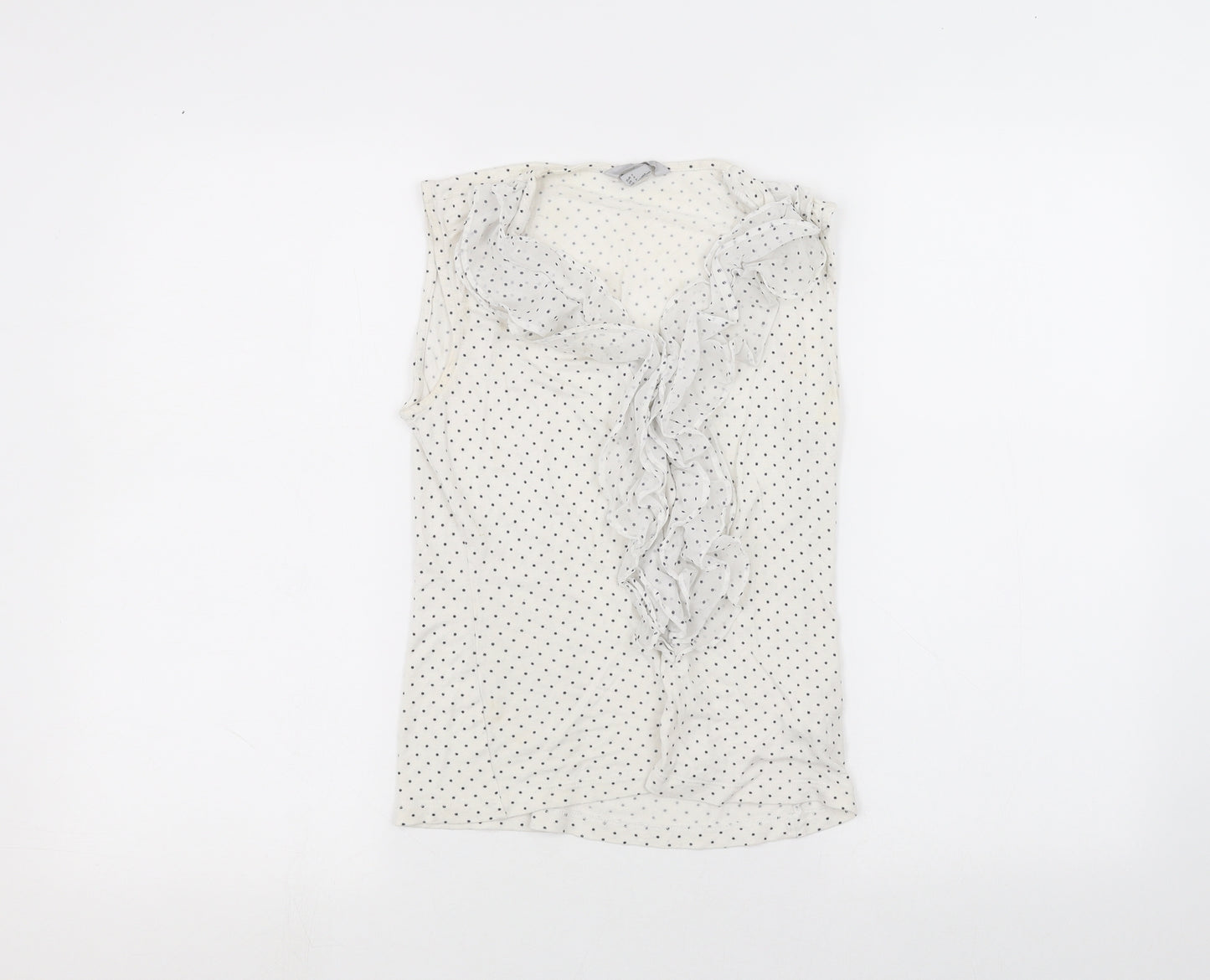 H&M Womens White Polka Dot  Basic T-Shirt Size S