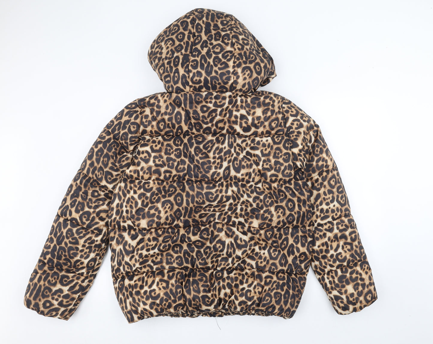 Papaya Womens Brown Animal Print  Puffer Jacket Coat Size 10