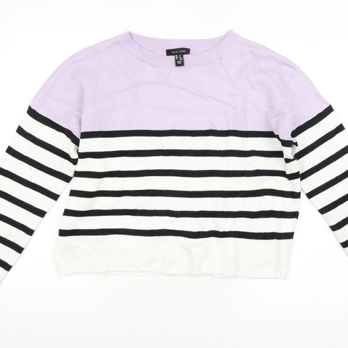 New Look Womens Purple Striped  Pullover Jumper Size M