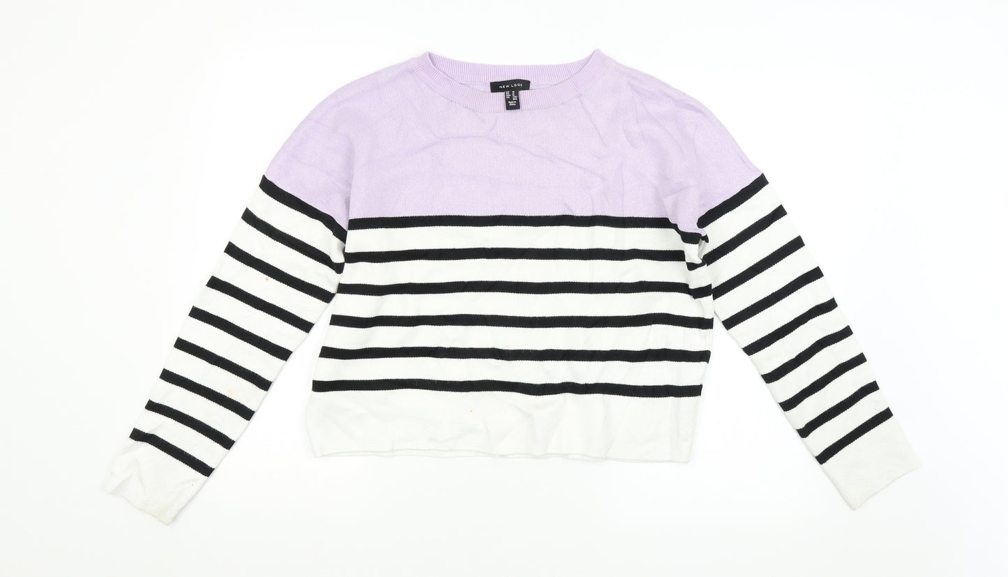 New Look Womens Purple Striped  Pullover Jumper Size M