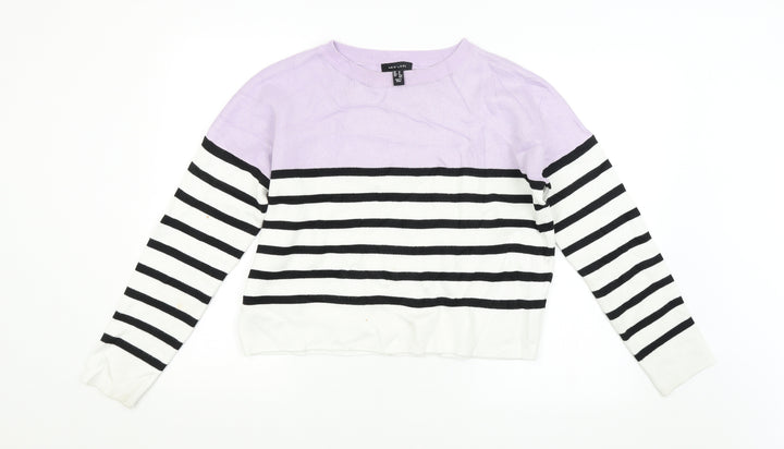 New Look Womens Purple Striped  Pullover Jumper Size M