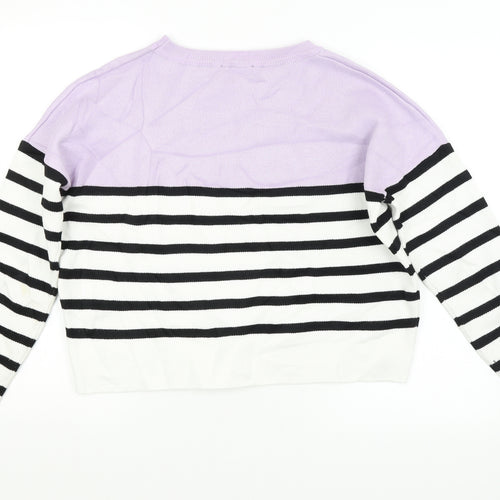 New Look Womens Purple Striped  Pullover Jumper Size M