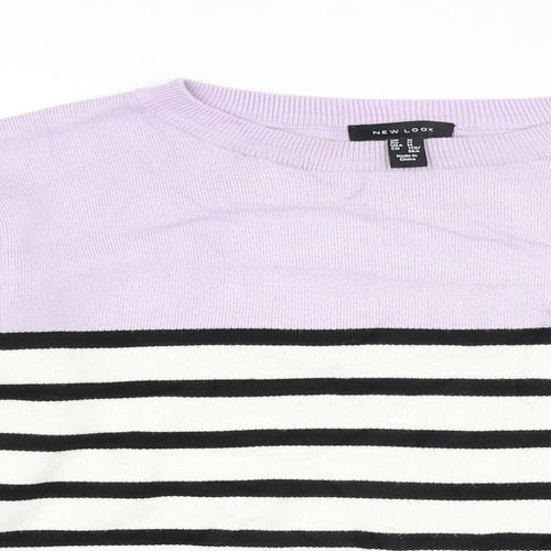 New Look Womens Purple Striped  Pullover Jumper Size M
