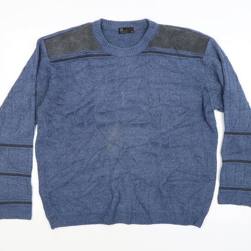 BHS Mens Blue Striped  Pullover Jumper Size M