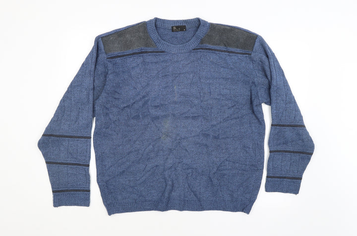 BHS Mens Blue Striped Pullover Jumper Size M
