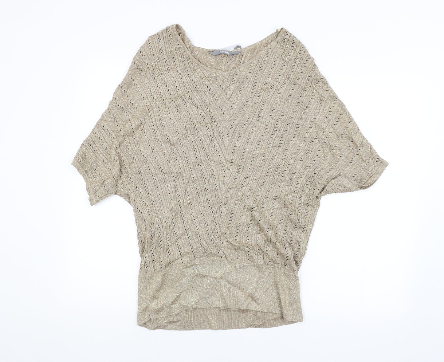 LAVITTA Womens Gold Argyle/Diamond  Pullover Jumper Size M