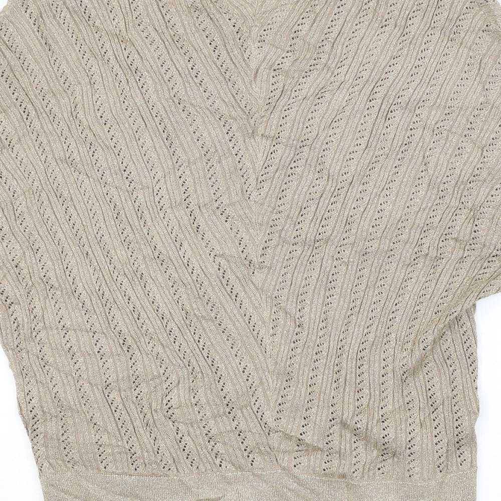 LAVITTA Womens Gold Argyle/Diamond  Pullover Jumper Size M