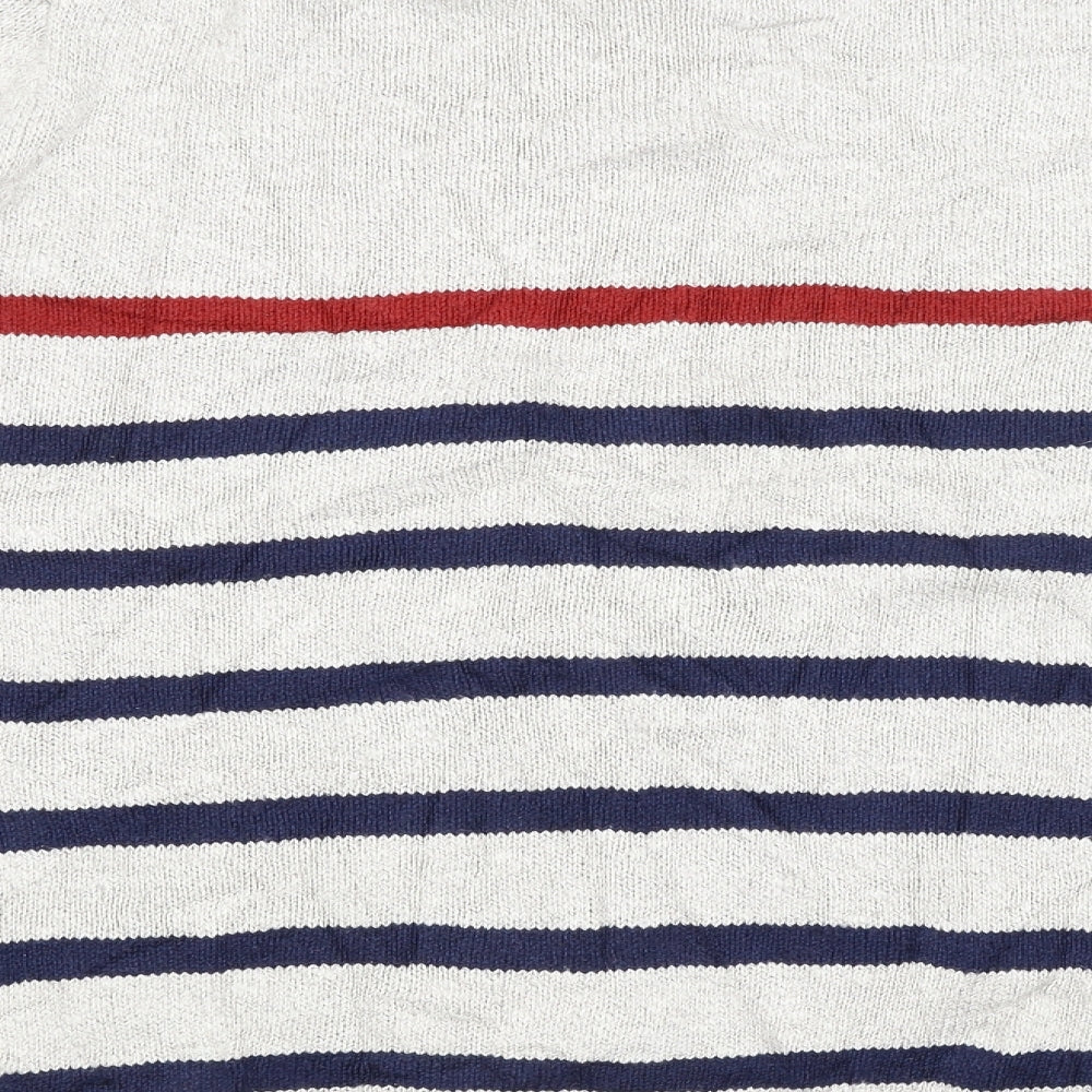 Easy Mens Grey Striped  Pullover Jumper Size L