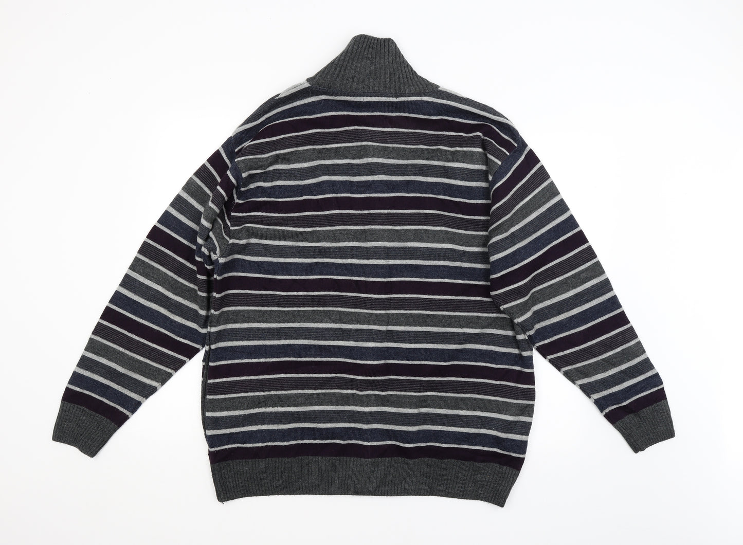 Preworn Mens Grey Striped  Full Zip Sweatshirt Size 3XL