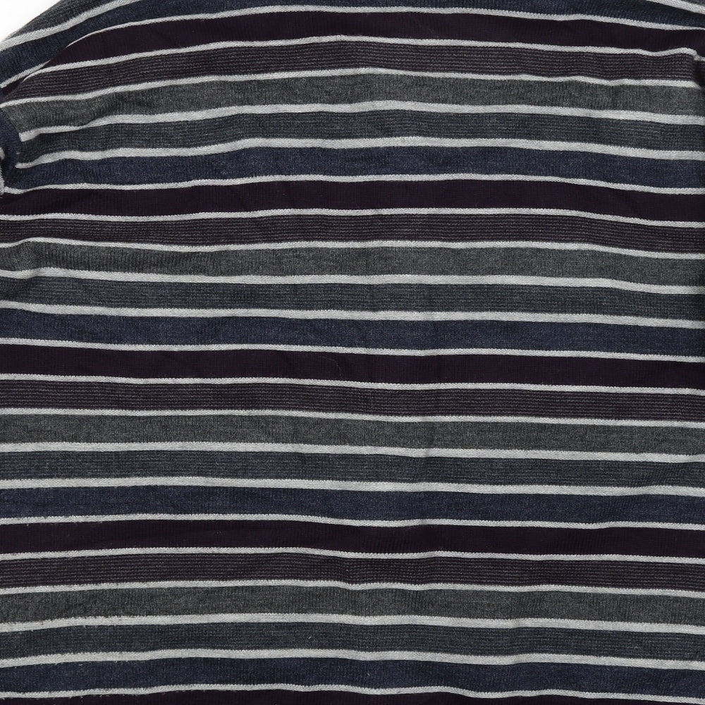 Preworn Mens Grey Striped  Full Zip Sweatshirt Size 3XL