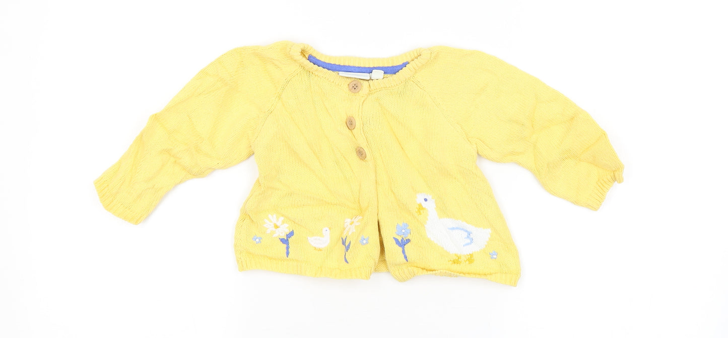 JoJo Maman Bébé Boys Yellow   Cardigan Jumper Size 12-18 Months