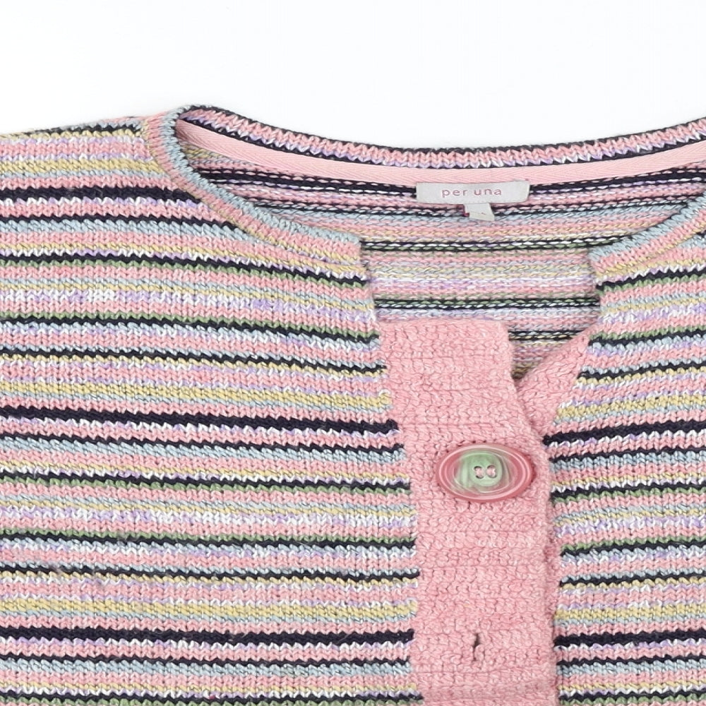 Per Una Womens Multicoloured Striped  Cardigan Jumper Size 14
