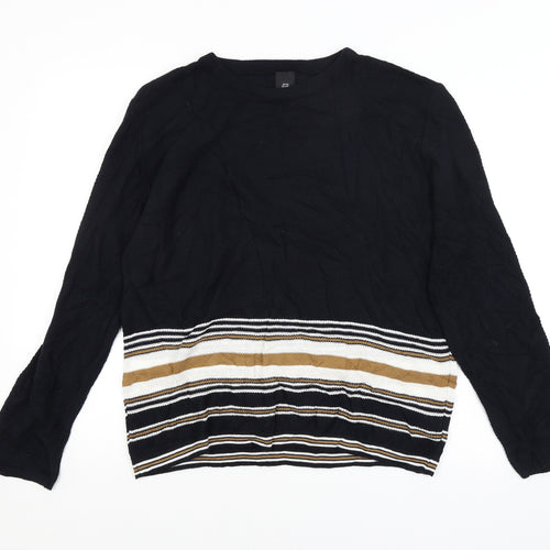 River Island Mens Black Striped  Pullover Jumper Size L