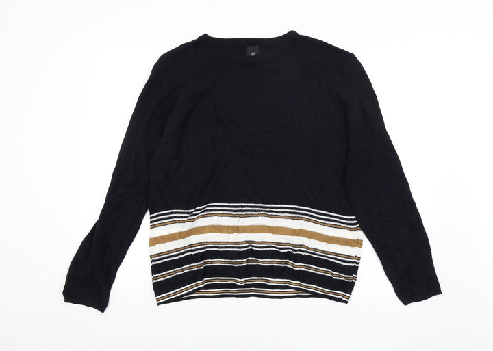 River Island Mens Black Striped  Pullover Jumper Size L