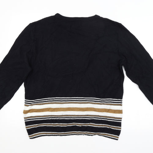 River Island Mens Black Striped  Pullover Jumper Size L