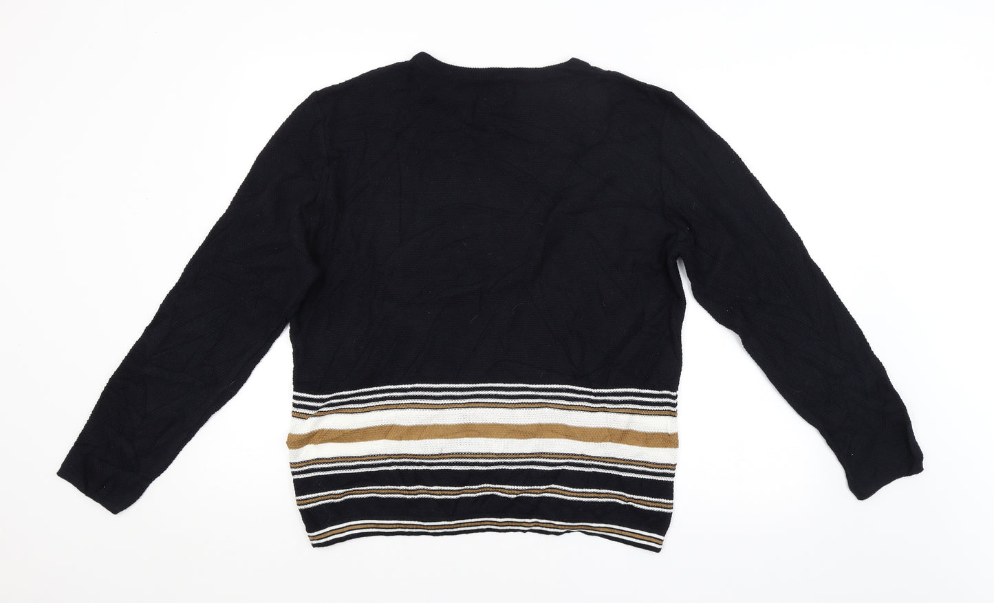 River Island Mens Black Striped  Pullover Jumper Size L
