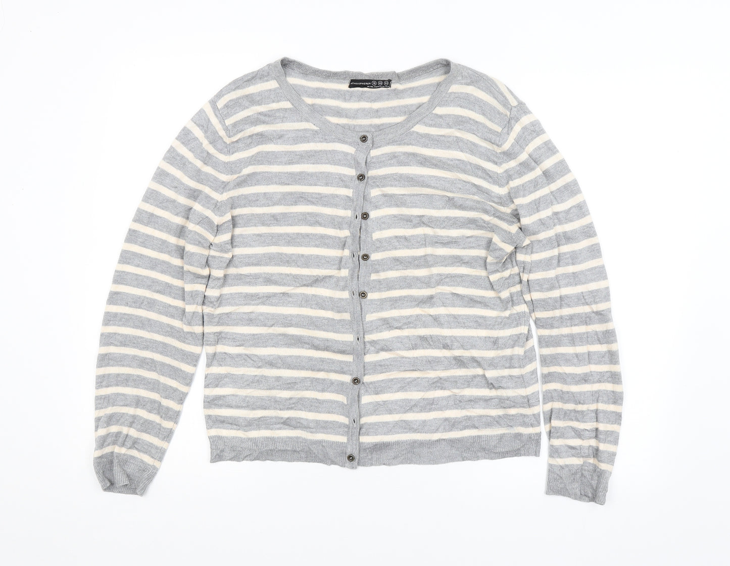 Atmosphere Womens Grey Striped  Cardigan Jumper Size 18