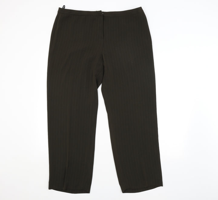 Debenhams Womens Green Striped  Trousers  Size 18 L28 in