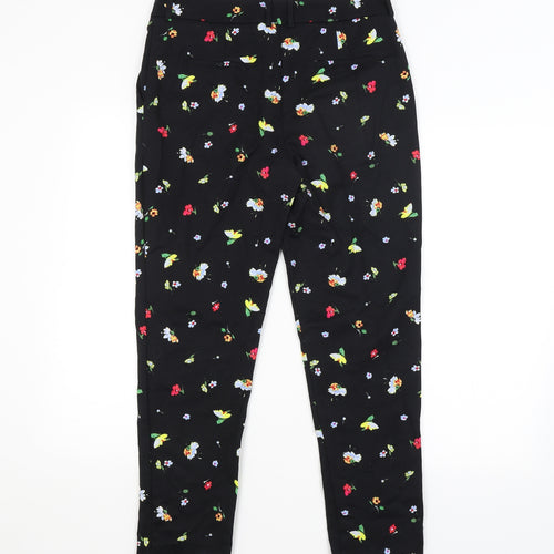 Warehouse Womens Black Floral  Trousers  Size 10 L26 in