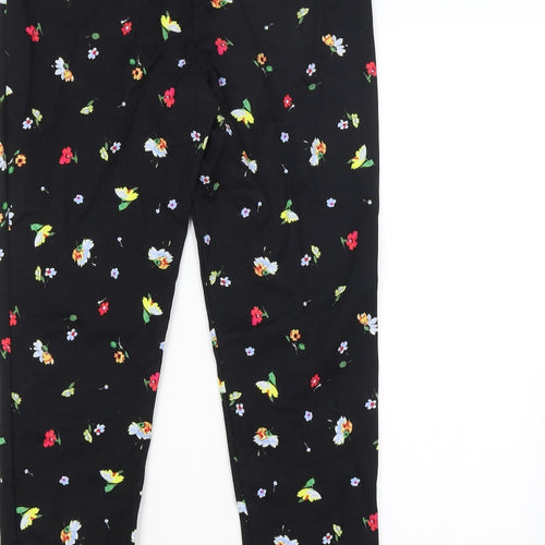 Warehouse Womens Black Floral  Trousers  Size 10 L26 in