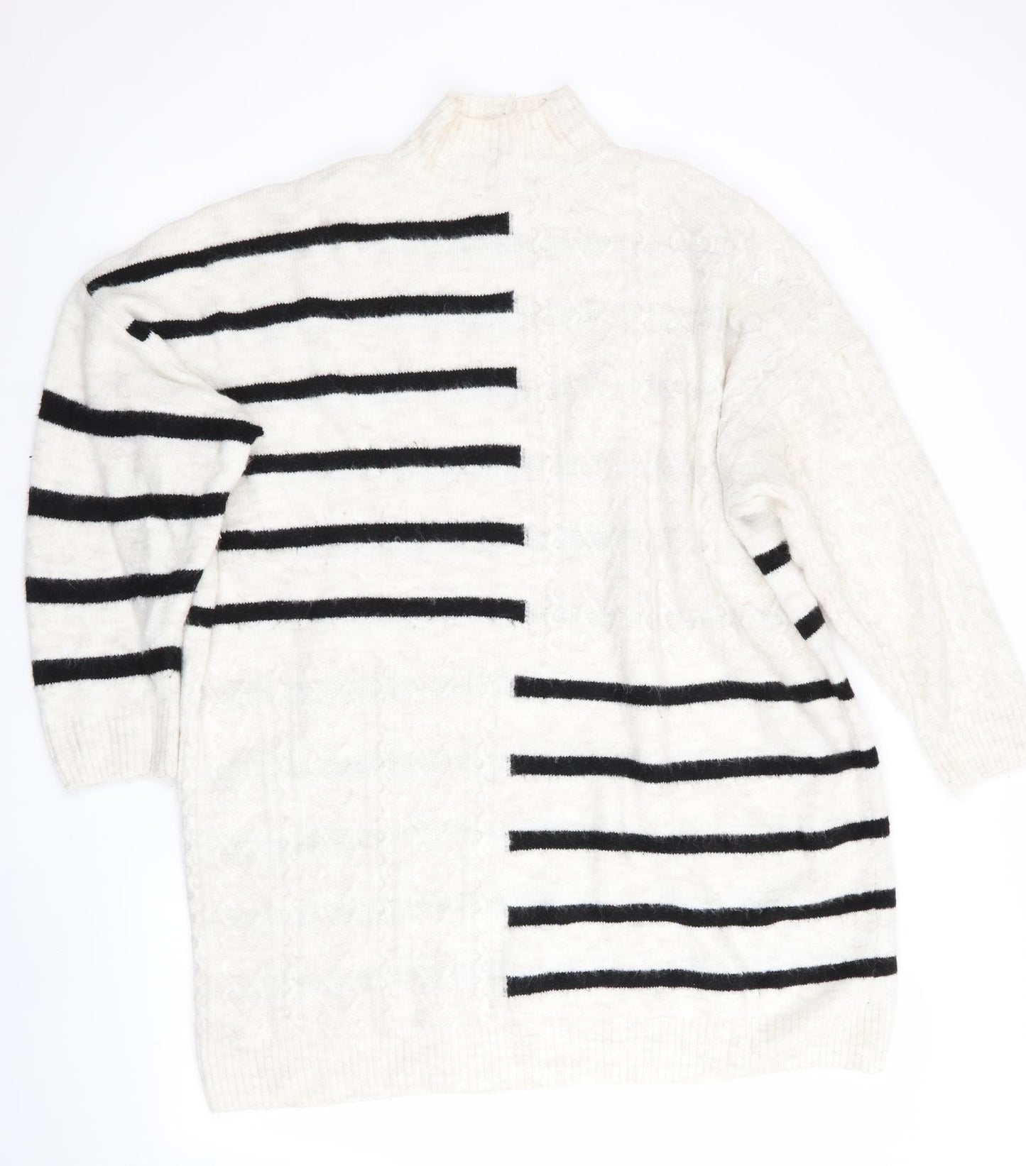 NEXT Womens White Striped  Pullover Jumper Size XL