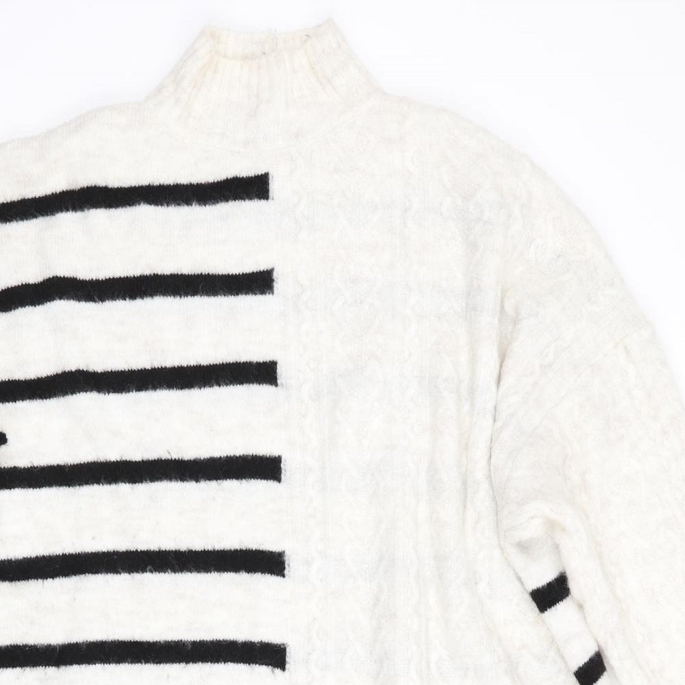 NEXT Womens White Striped  Pullover Jumper Size XL