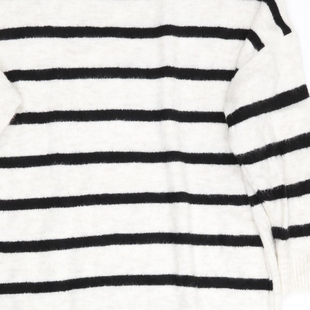 NEXT Womens White Striped  Pullover Jumper Size XL