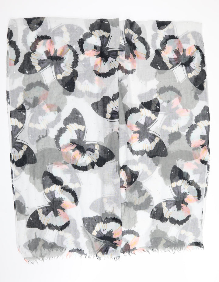 Peworn Womens Ivory Animal Print Shawl/Wrap - Butterflies & Jewells