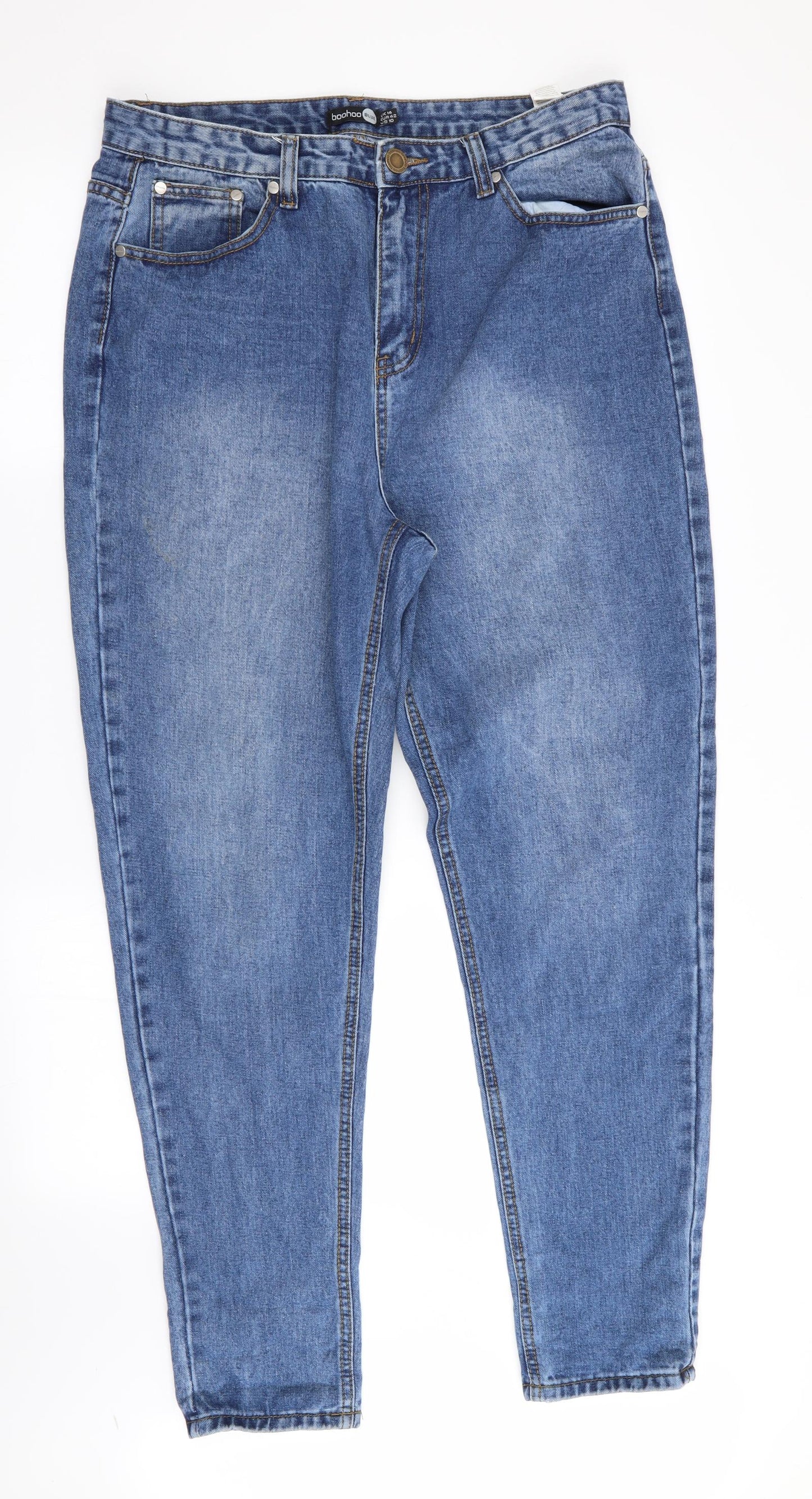 Boohoo Womens Blue   Tapered Jeans Size 14 L30 in