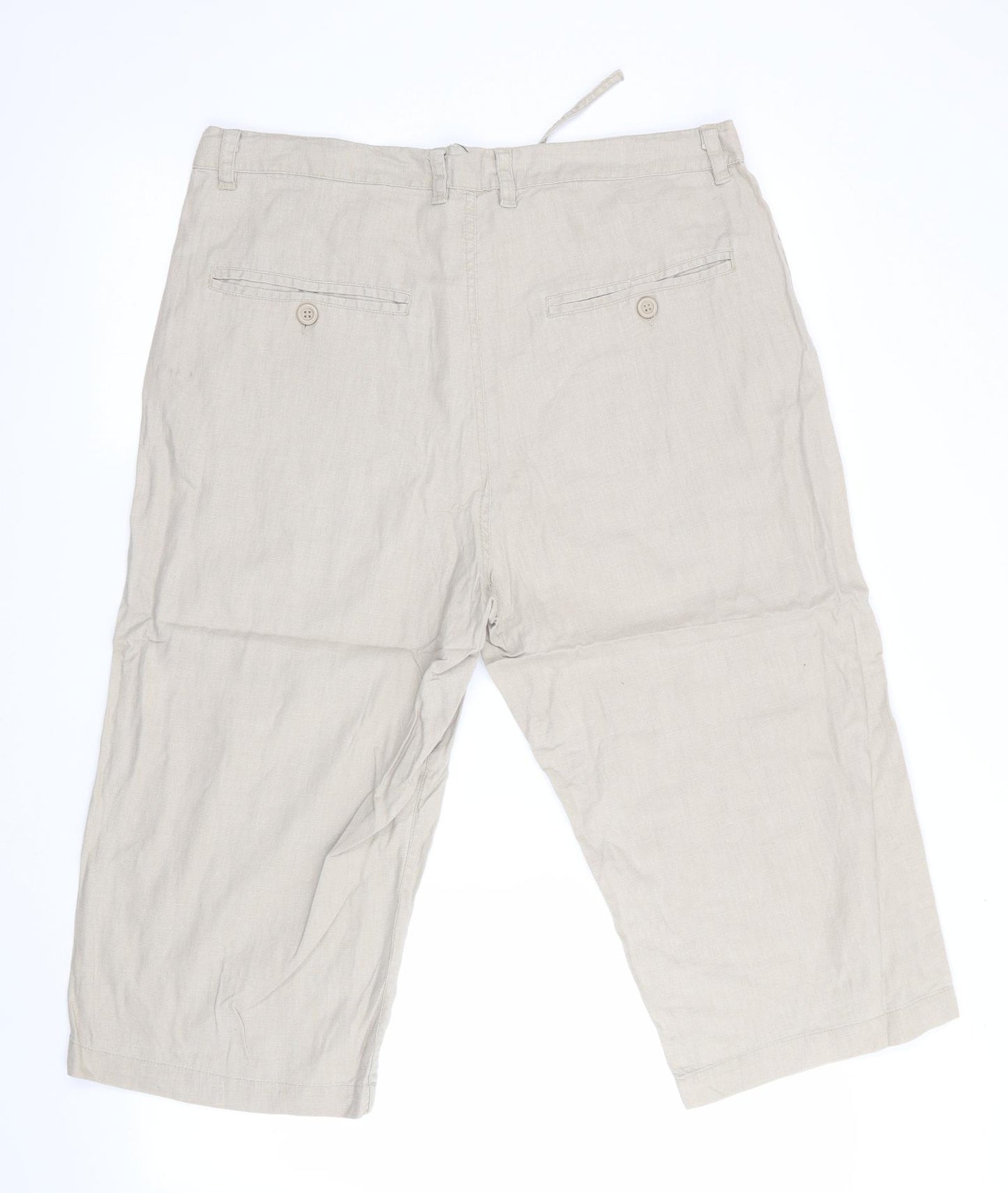 Cedar Wood State Mens Beige   Cropped Trousers Size 34 in L20 in - Linen Look Trousers