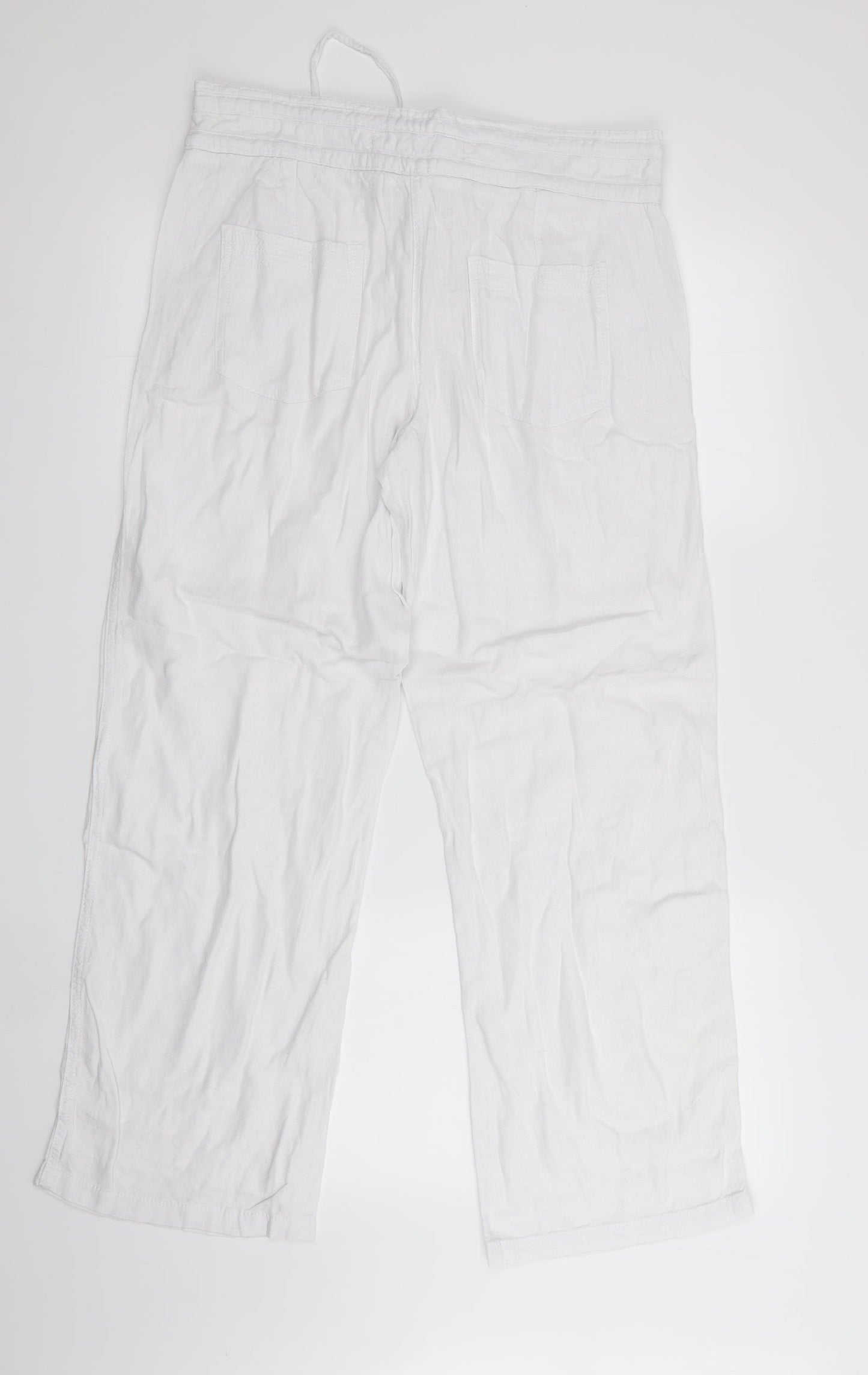 Parallel Womens White   Trousers  Size 12 L29 in - Linen Look trousers - wide legged