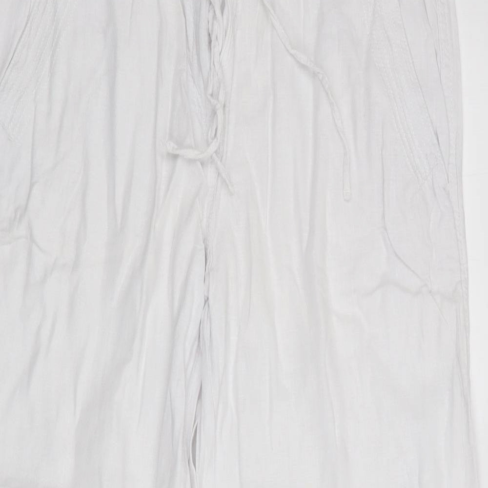 Parallel Womens White   Trousers  Size 12 L29 in - Linen Look trousers - wide legged