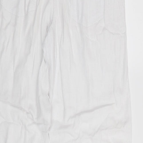 Parallel Womens White   Trousers  Size 12 L29 in - Linen Look trousers - wide legged