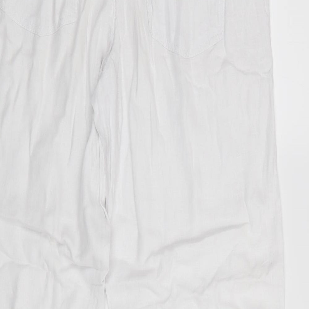 Parallel Womens White   Trousers  Size 12 L29 in - Linen Look trousers - wide legged