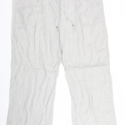 Love Linen XXX Womens Grey   Trousers   L30 in - elasticated back