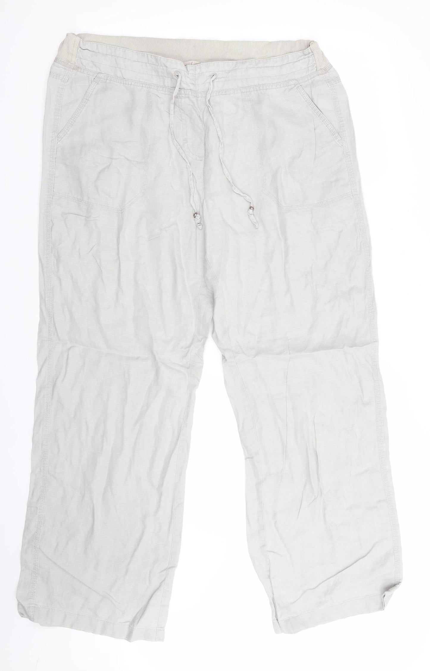 Love Linen XXX Womens Grey   Trousers   L30 in - elasticated back