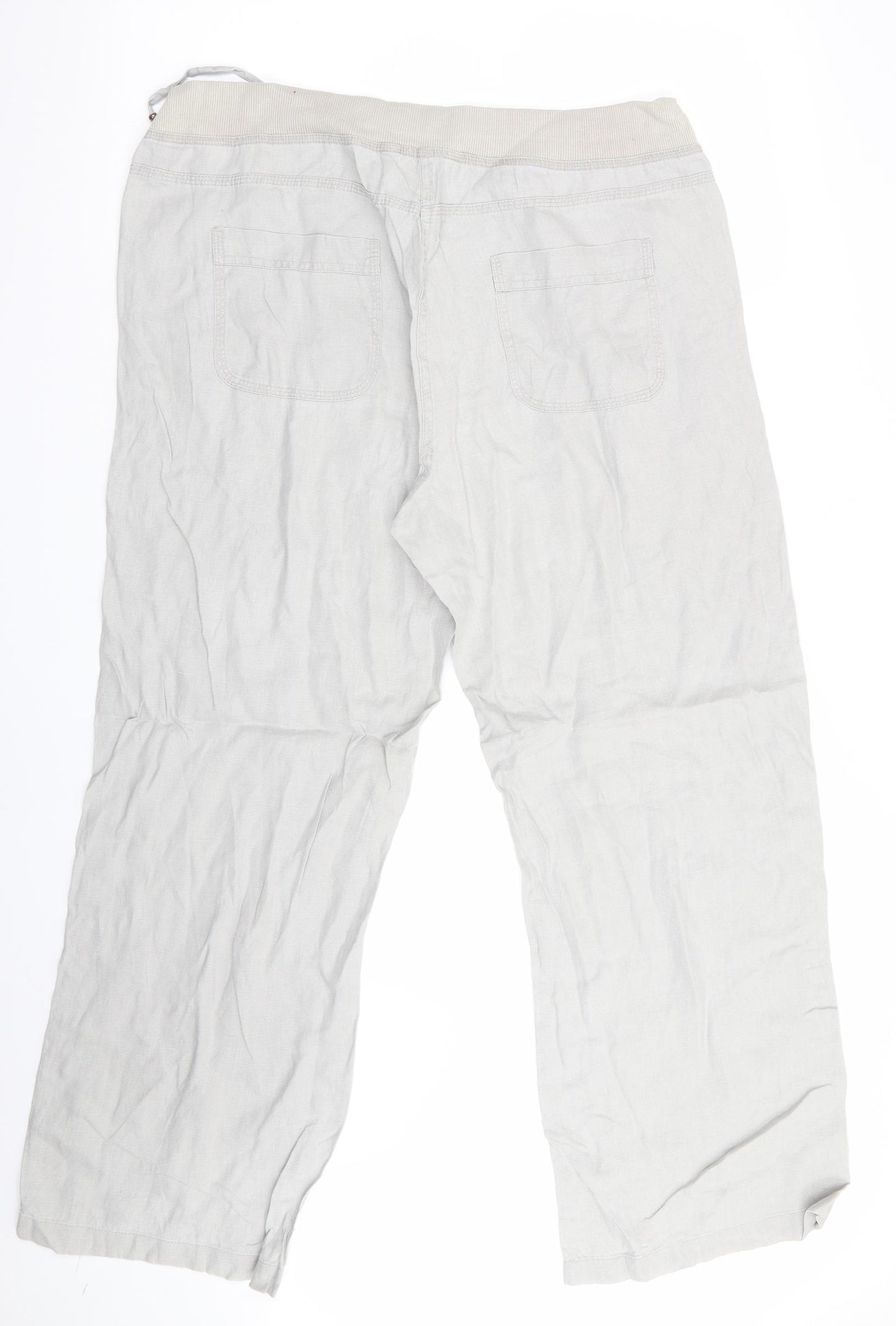 Love Linen XXX Womens Grey   Trousers   L30 in - elasticated back