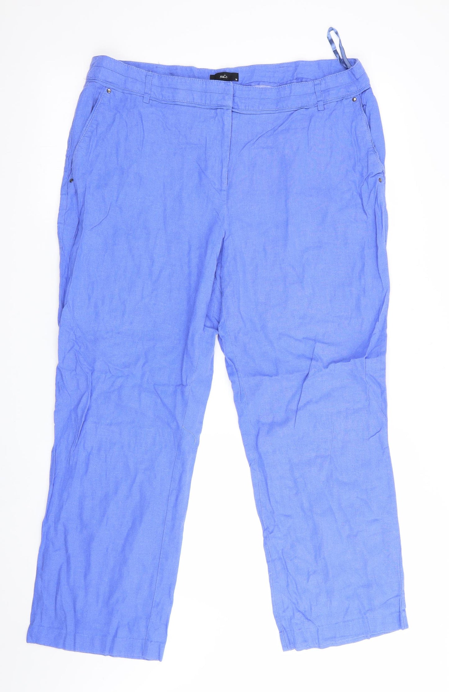M&Co Womens Purple   Trousers  Size 16 L27 in - Linen Look trousers - wide legged