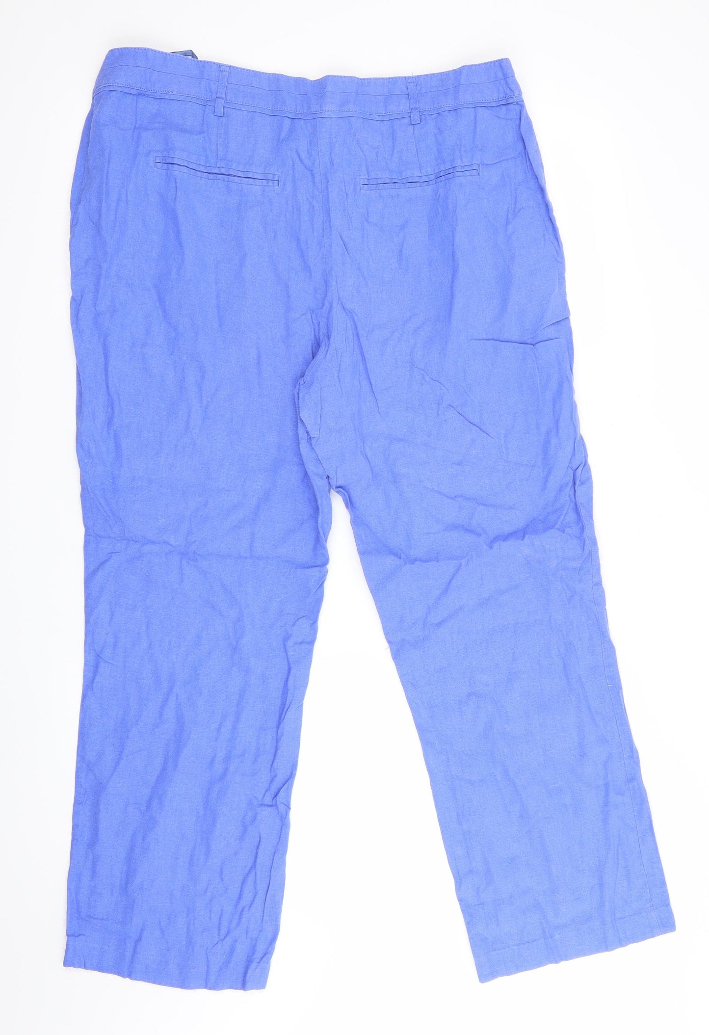 M&Co Womens Purple   Trousers  Size 16 L27 in - Linen Look trousers - wide legged