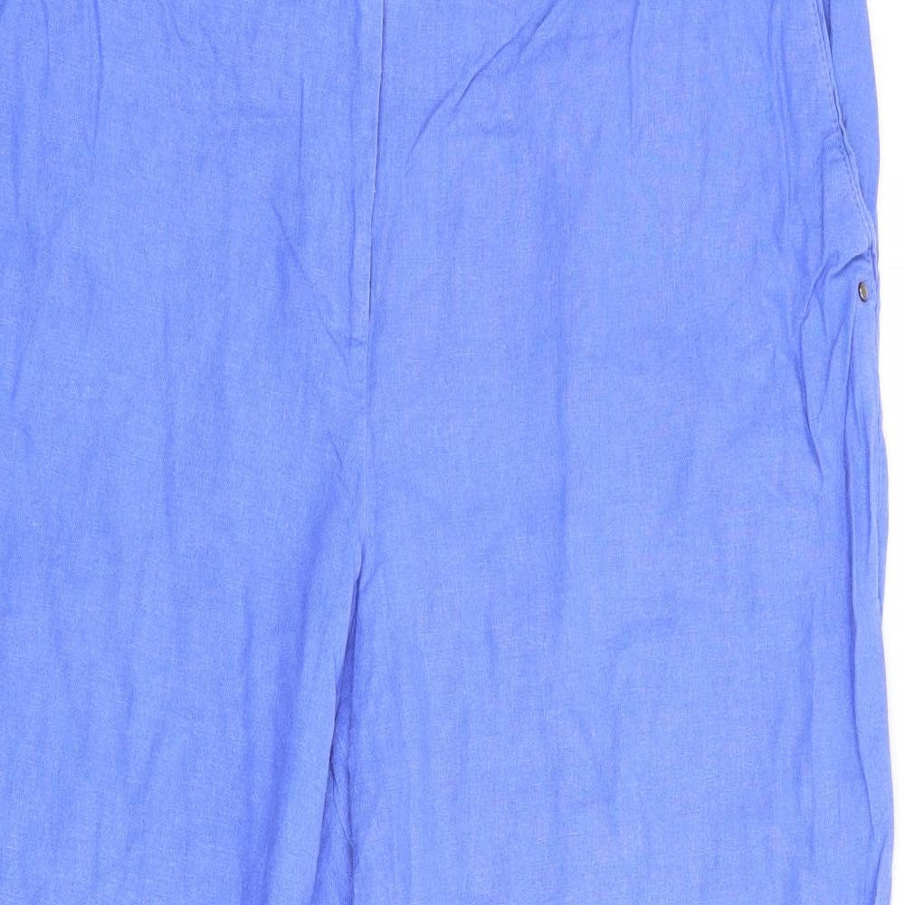 M&Co Womens Purple   Trousers  Size 16 L27 in - Linen Look trousers - wide legged